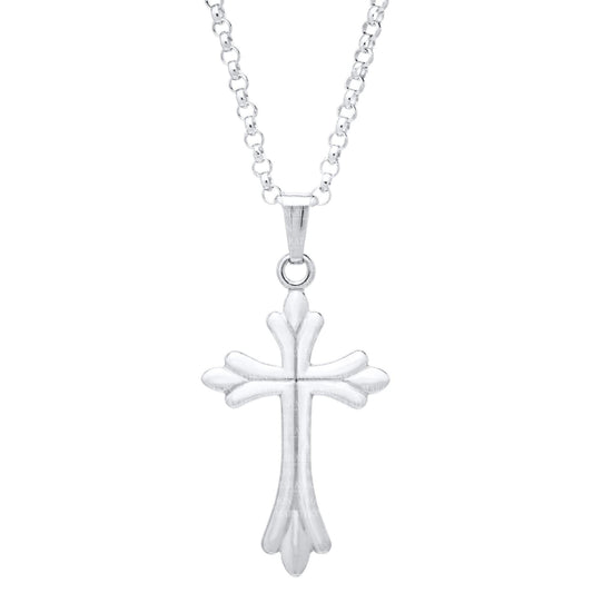 Sterling Silver Cross with Scalloped Edges