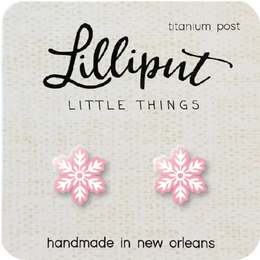 Lilliput Little Things Pink Christmas Snowflake Earrings