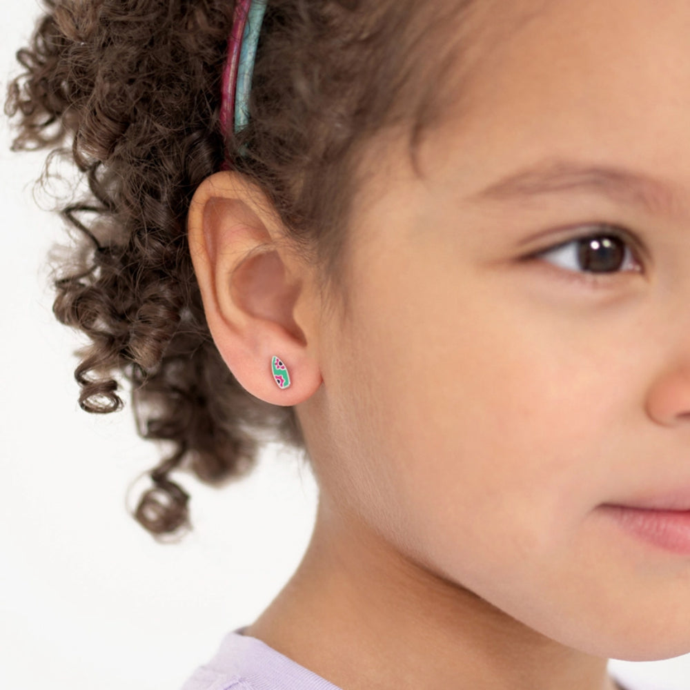 Children's Sterling Silver & Enamel Ride the Wave Earrings