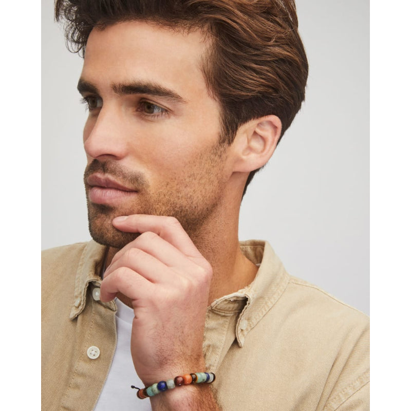 Scott Bros. Cade Oxidized Sterling Silver Corded Bracelet In Multi Mix