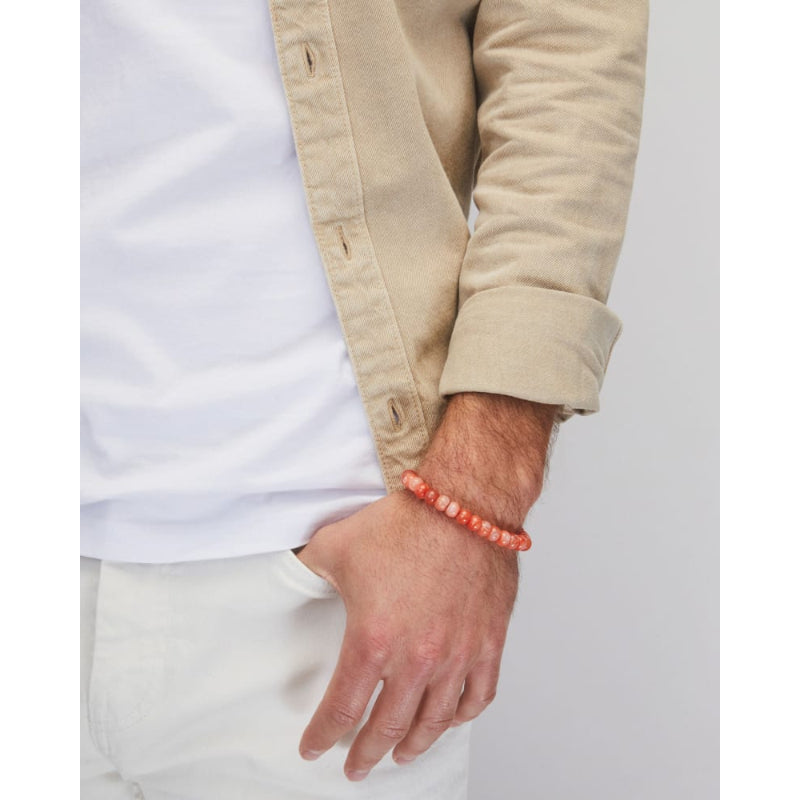 Scott Bros. Cade Oxidized Sterling Silver Corded Bracelet In Orange Banded Agate