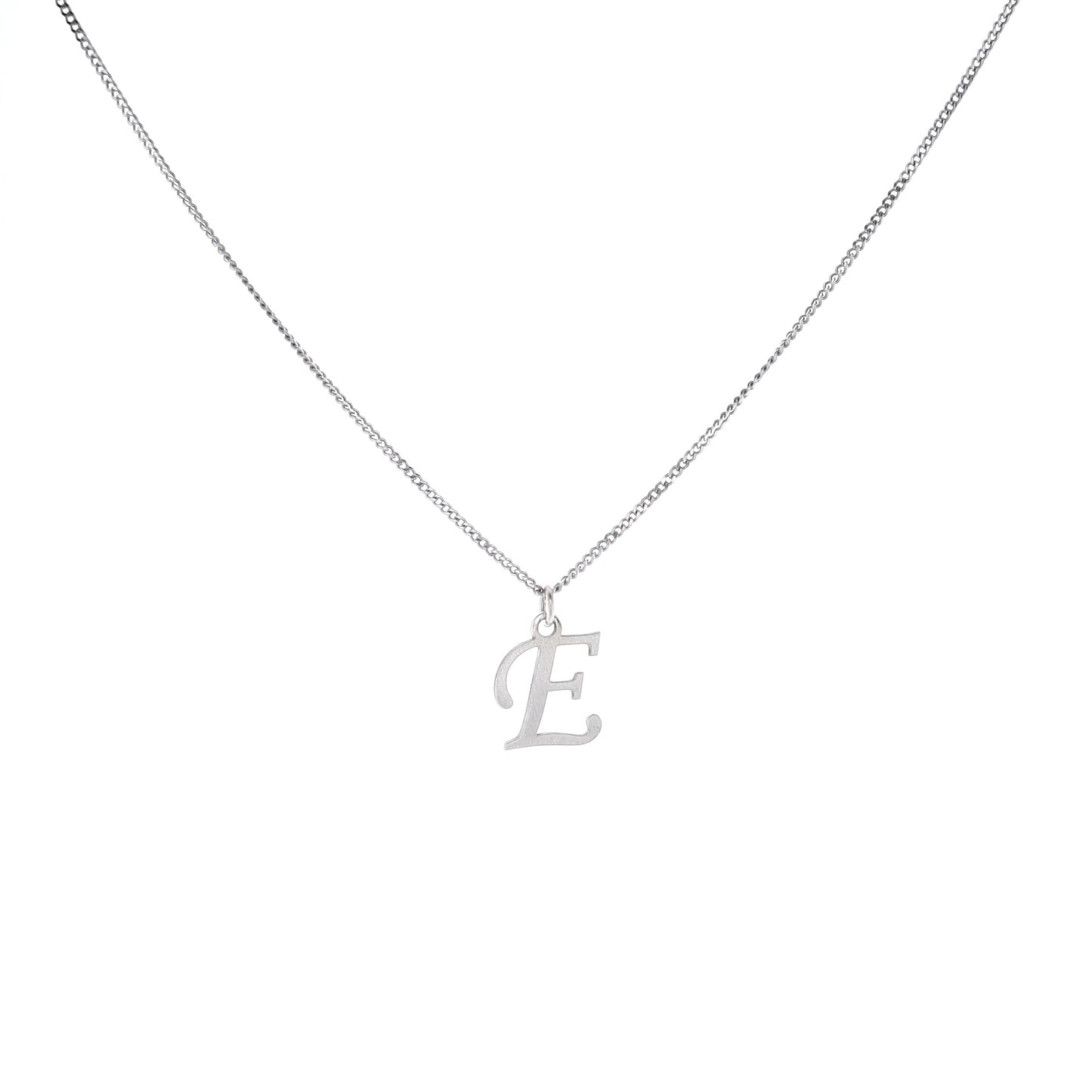 Smyth Jewelers Sterling Silver Brushed Initial Cutout Pendant - Uppercase Script Letters