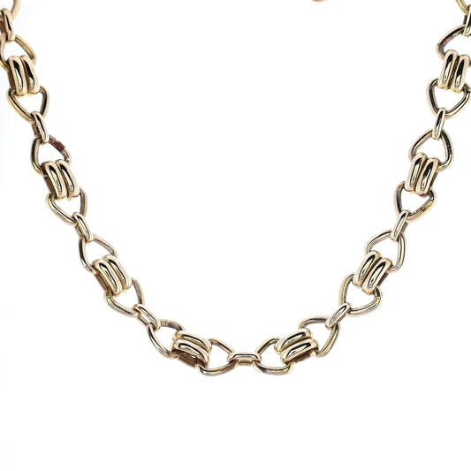Estate 14k Yellow Gold Triangle and Bar Link Necklace