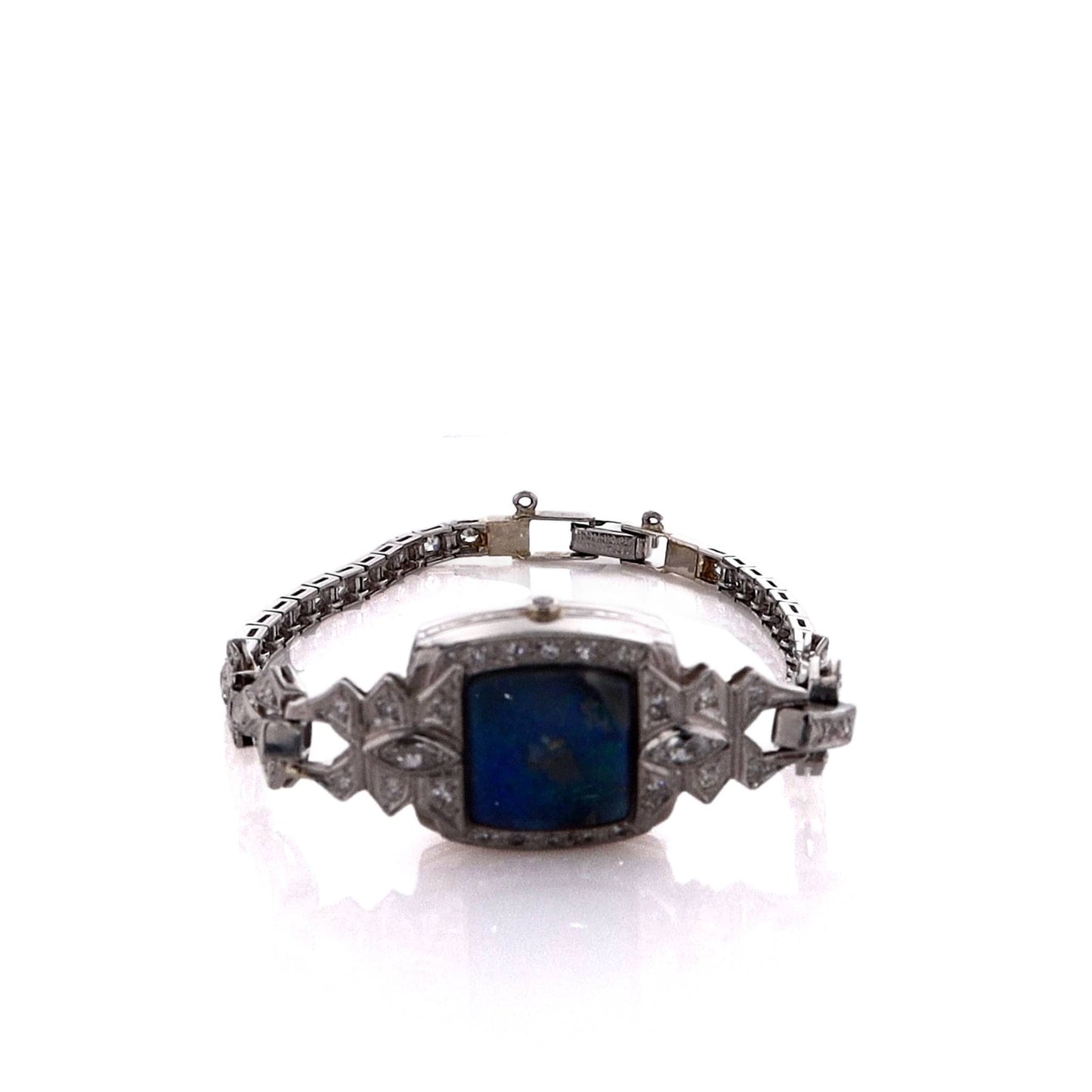 Just Jules Platinum Vintage Watch Face Opal and Diamond Bracelet