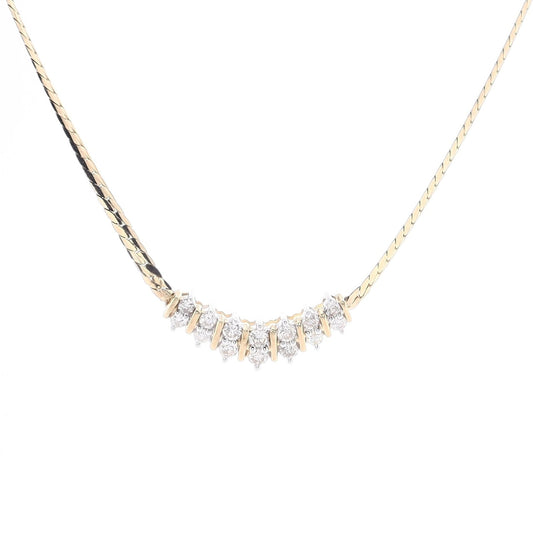 Estate 14k Yellow Gold and Diamond Bar Necklace