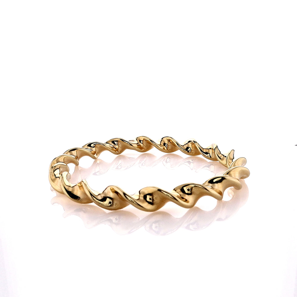 Estate 14k Yellow Gold Twisted Fusilli Design Bangle Bracelet Smyth