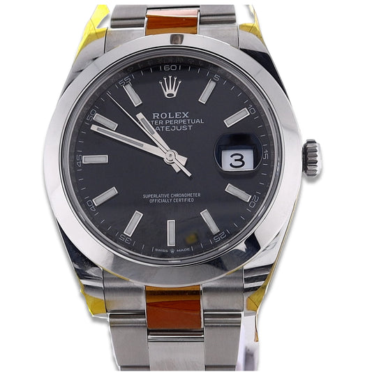 Estate Gents Rolex Oyster Perpetual Datejust with Black Dial in Stainless Steel