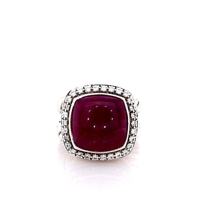 Estate David Yurman Sterling Silver Albion Ruby and Diamond Ring