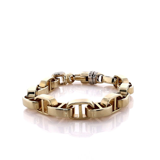 Estate Braccio 14k Yellow Gold Squared Anchor Link Bracelet