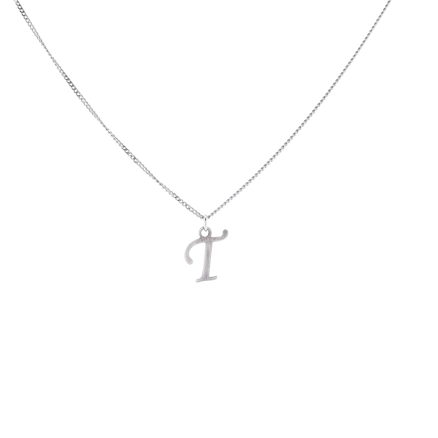 Smyth Jewelers Sterling Silver Brushed Initial Cutout Pendant - Uppercase Script Letters