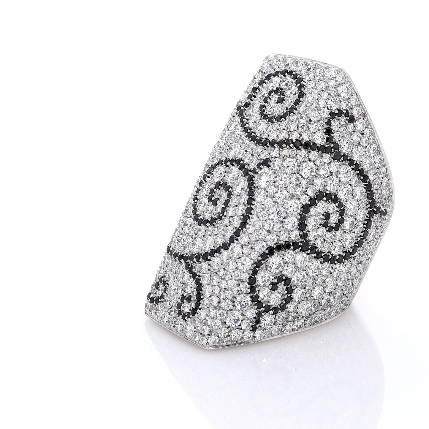 Estate Palmiero 18k White Gold Swirl Design Diamond Glove Ring