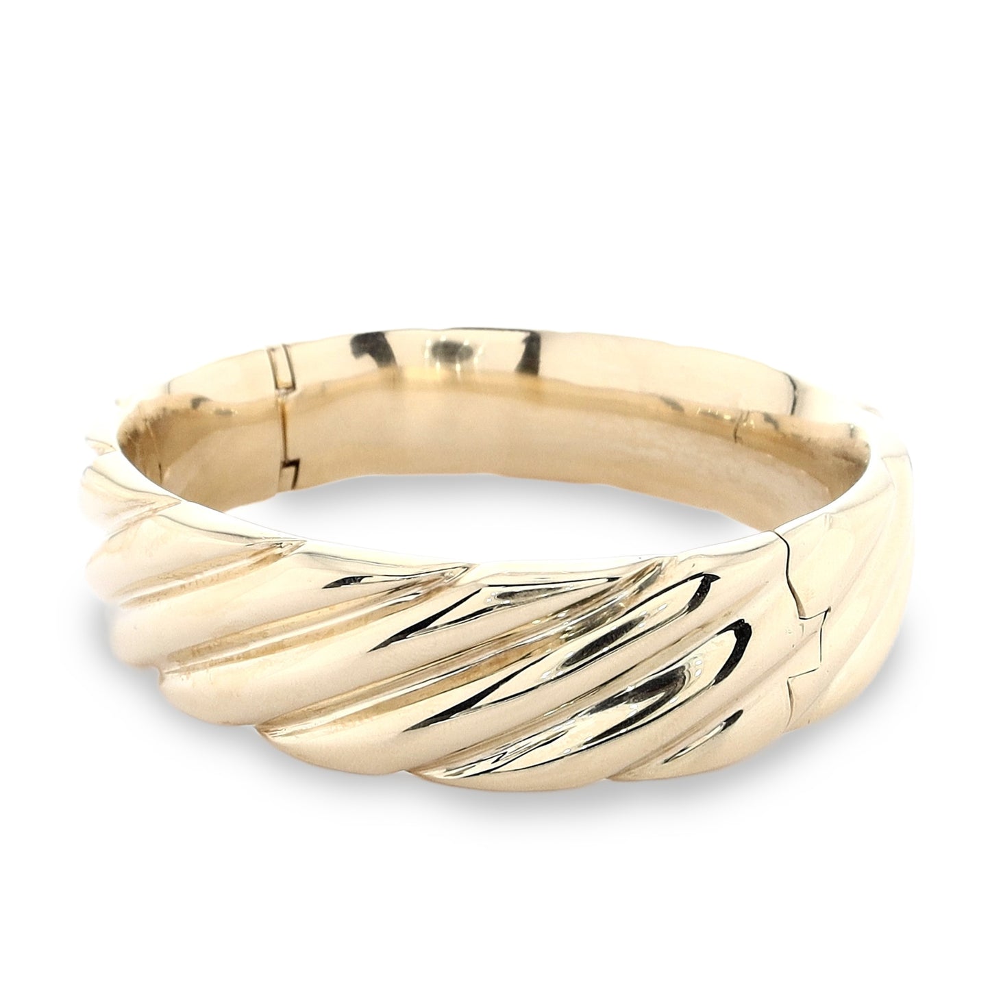 Estate 14k Yellow Gold Twist Design Hinged Bangle