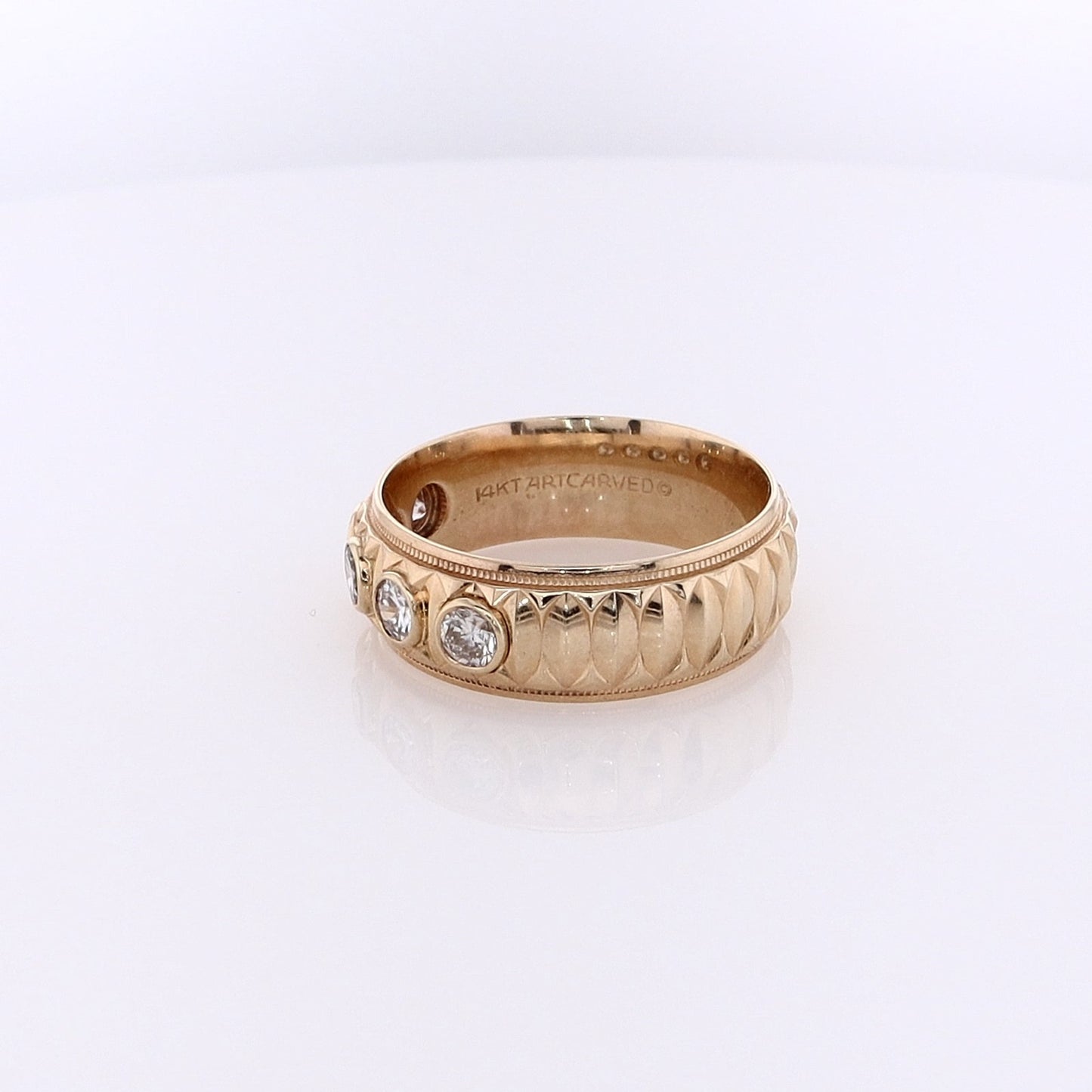 Estate 14 Karat Yellow Gold Bezel Set Diamond Band