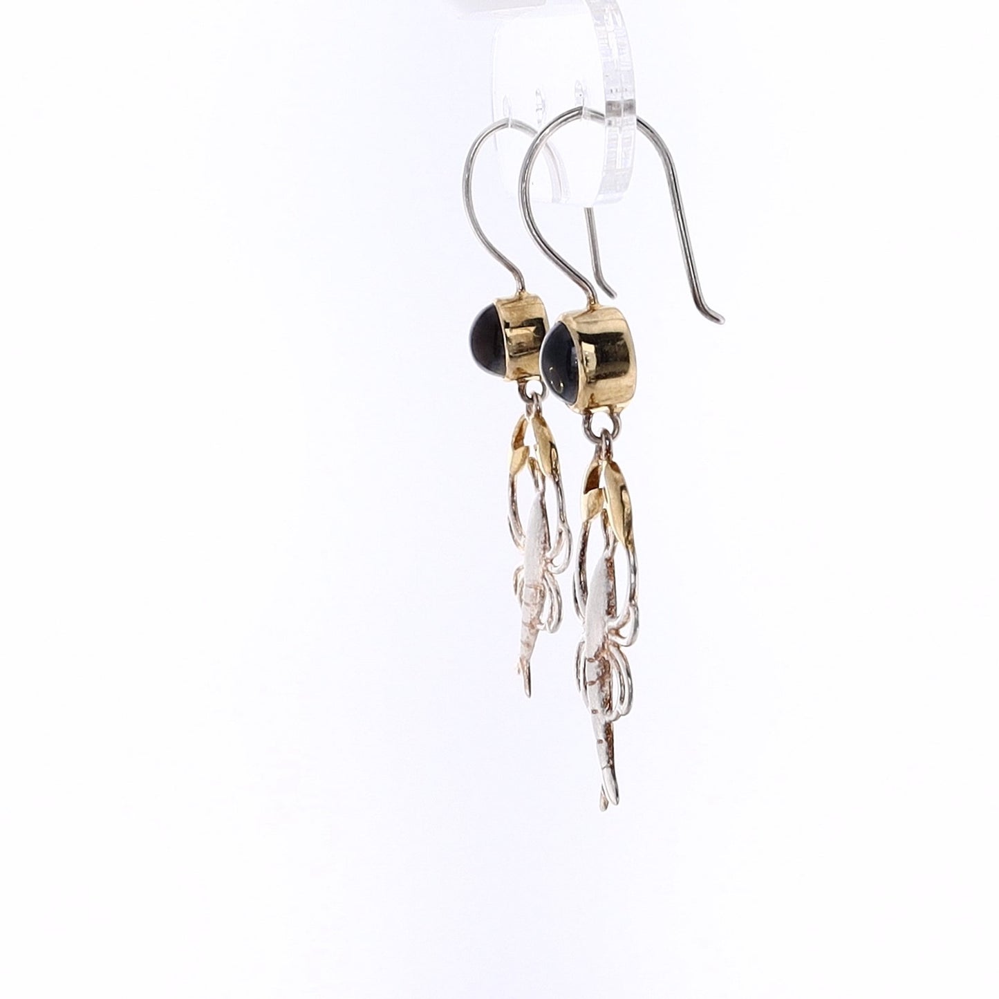 Michou Sterlimg Silver and 22 Karat Yellow Gold Purple Fire Quartz Vermeil Lobster Earrings