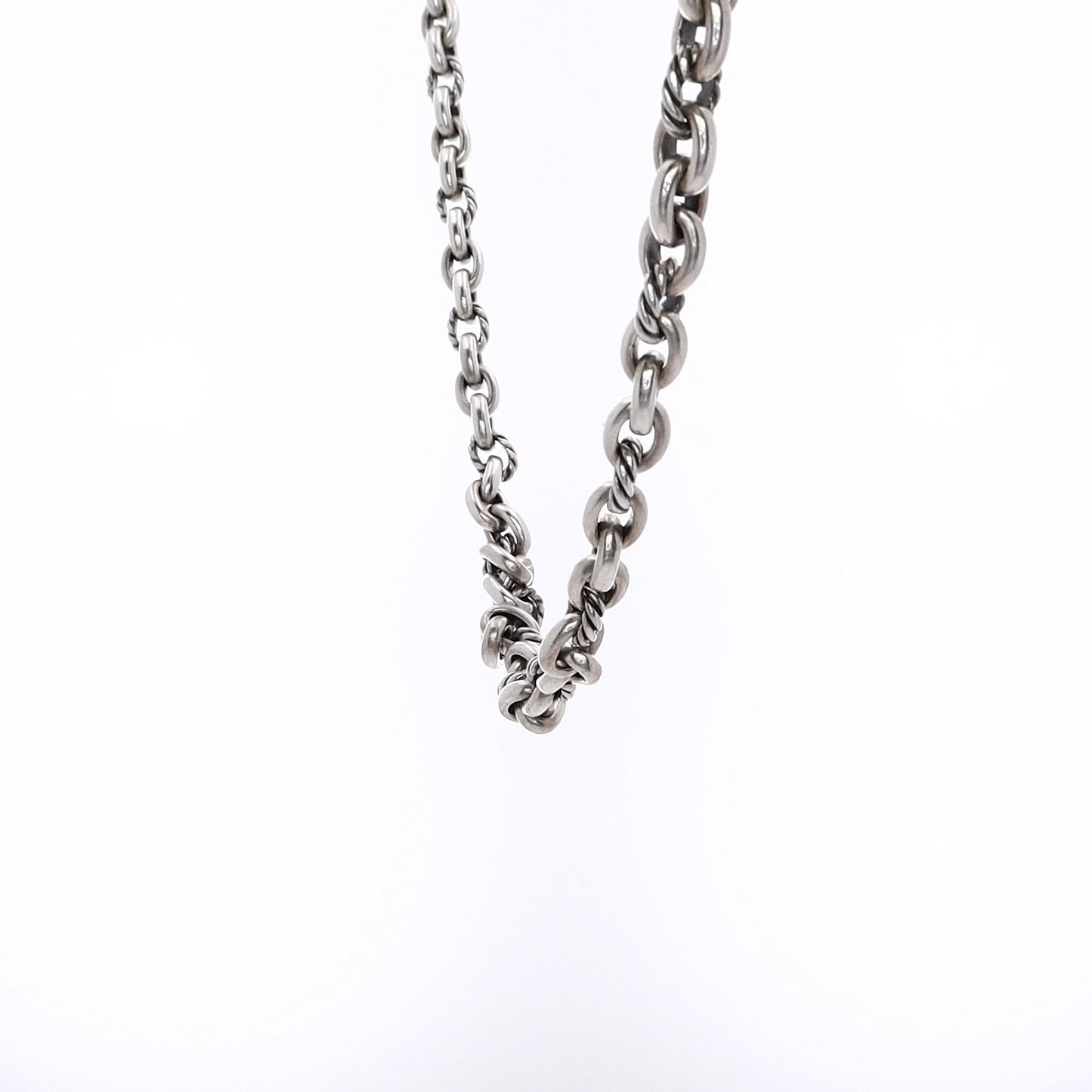 Estate David Yurman Sterling Silver Polished and Cable Link Necklace