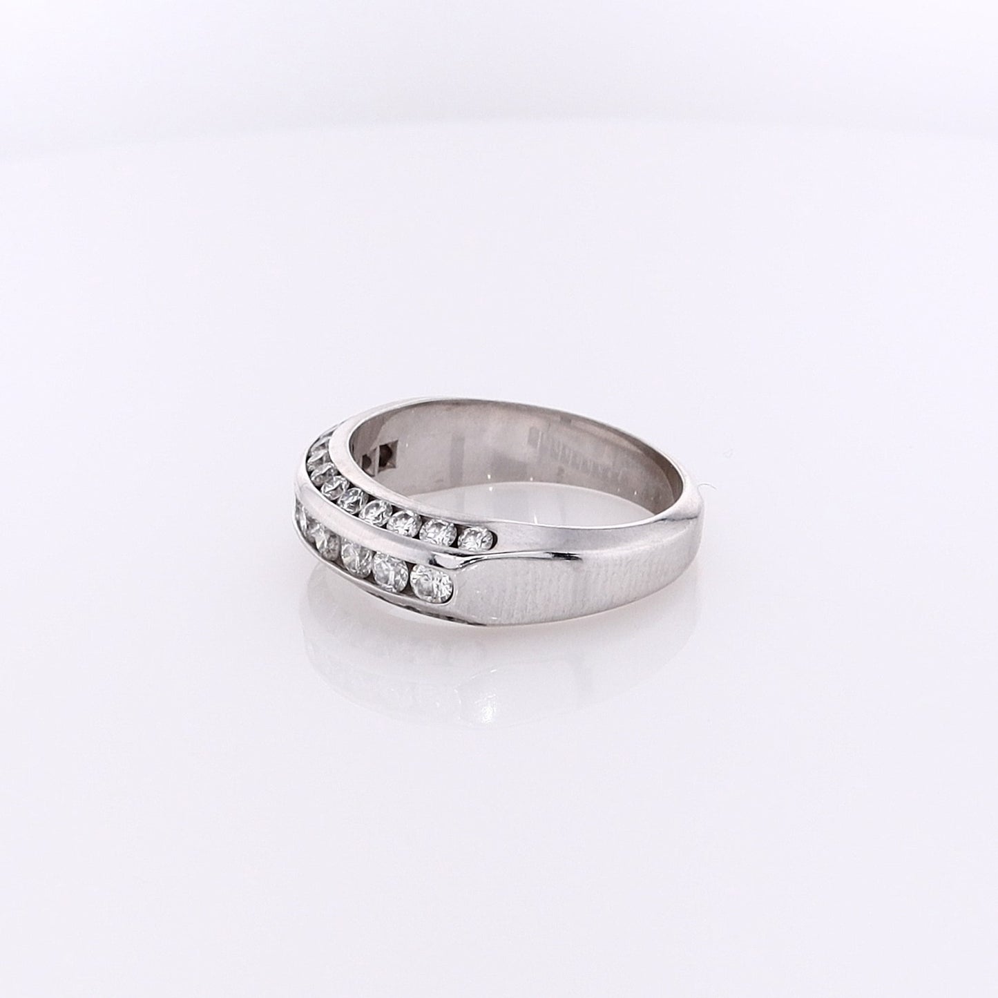 Estate 18 Karat White Gold Channel Set Diamond Wedding Band