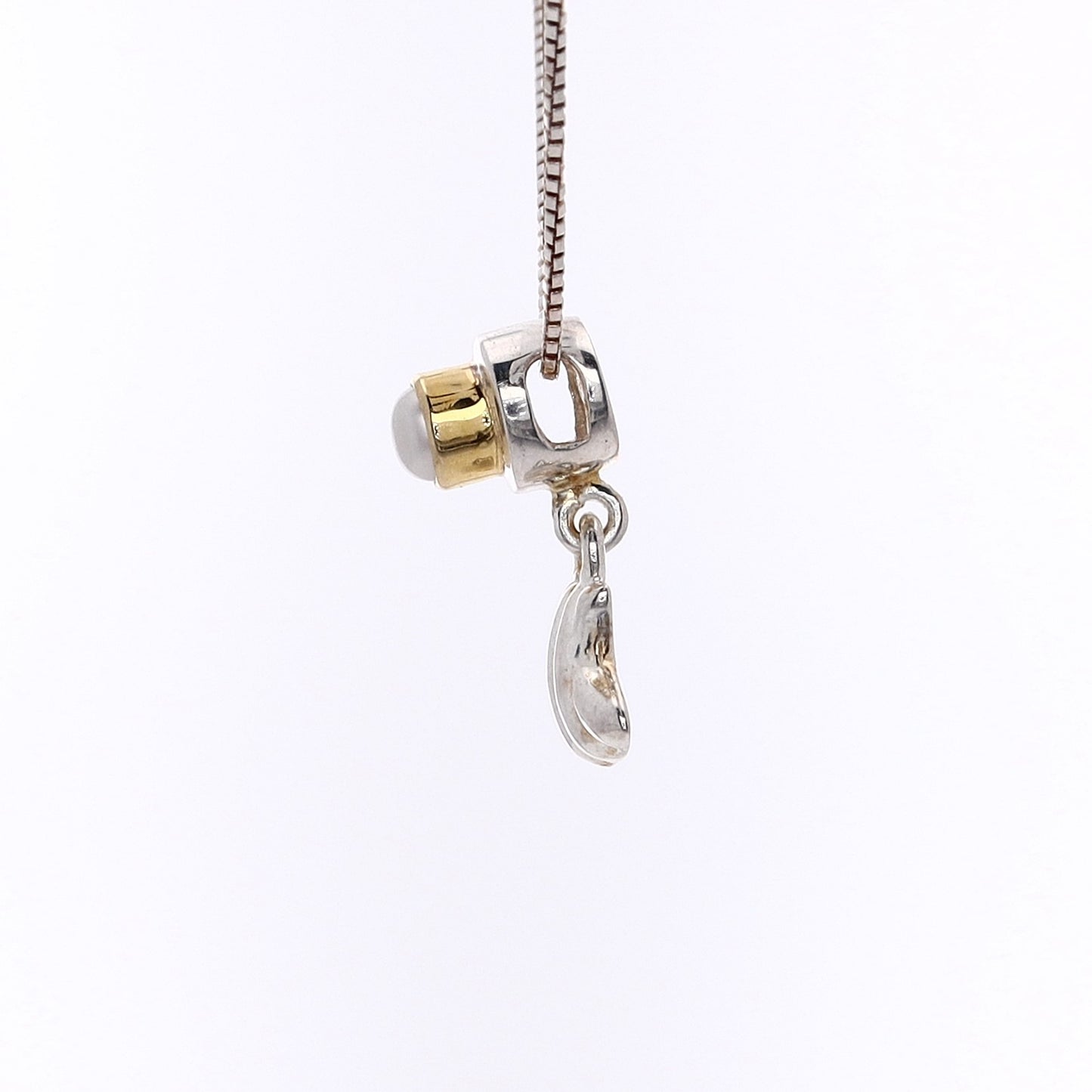 Michou Sterling Silver 22 Karat Yellow Gold Sliding Vermeil Seashell and Pearl Pendant Necklace