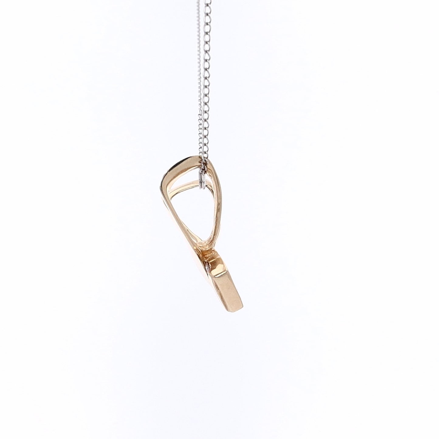 Estate 14 Karat Yellow Gold "V" Design Diamond Slide Through Pendant