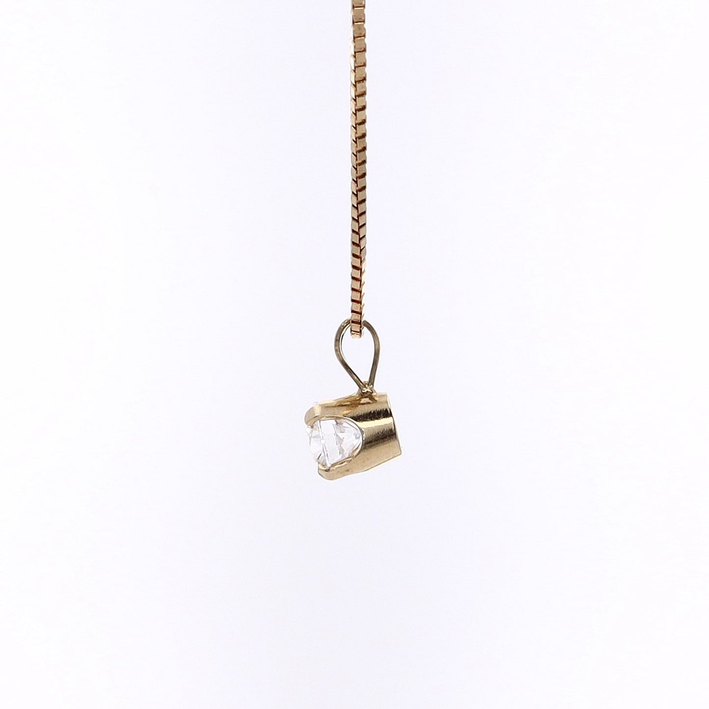 Estate 14 Karat Yellow Gold Pendant Solitaire D1.08ct EI1 4 Prong 17" Box Link Chain