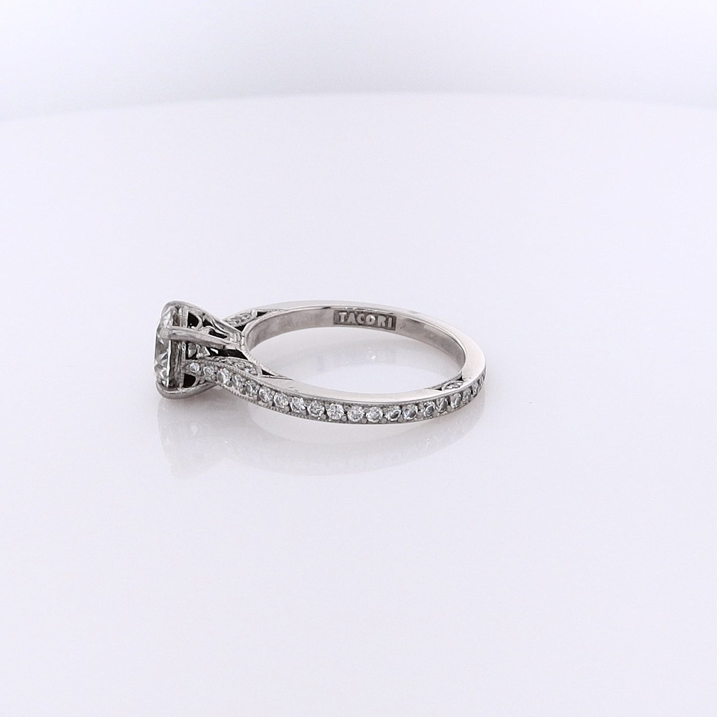 Estate Tacori Platinum Diamond and Milgrain Eternity Engagement Ring With GIA Certification #1167639868