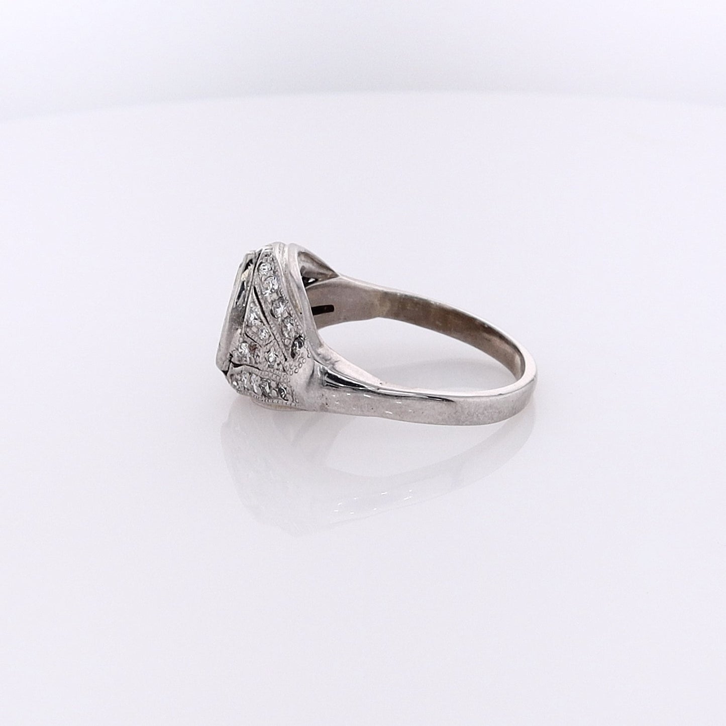 Estate Platinum and 14 Karat White Gold Diamond Ring