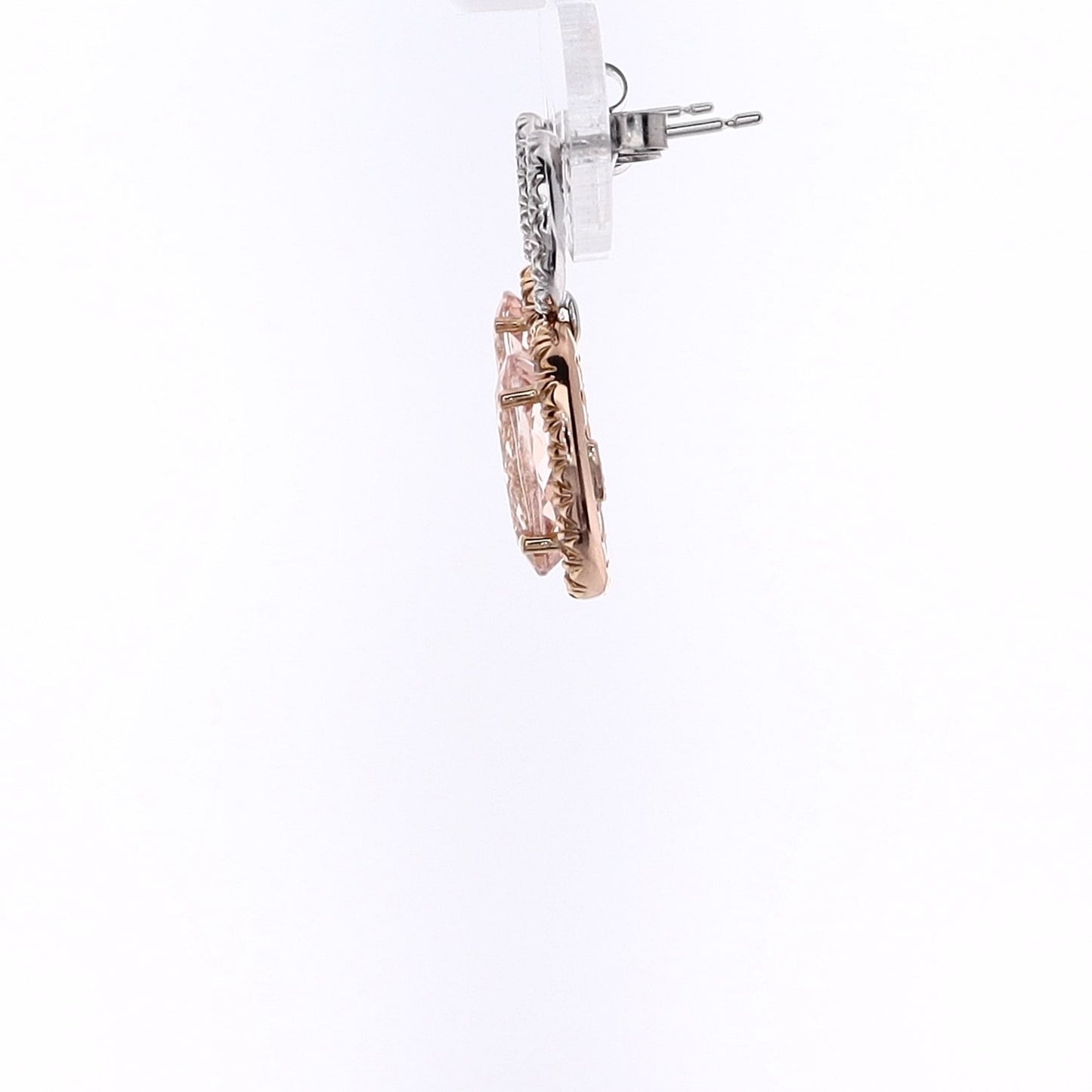Estate 18 Karat Rose and White Gold Diamond and Morganite Earrings