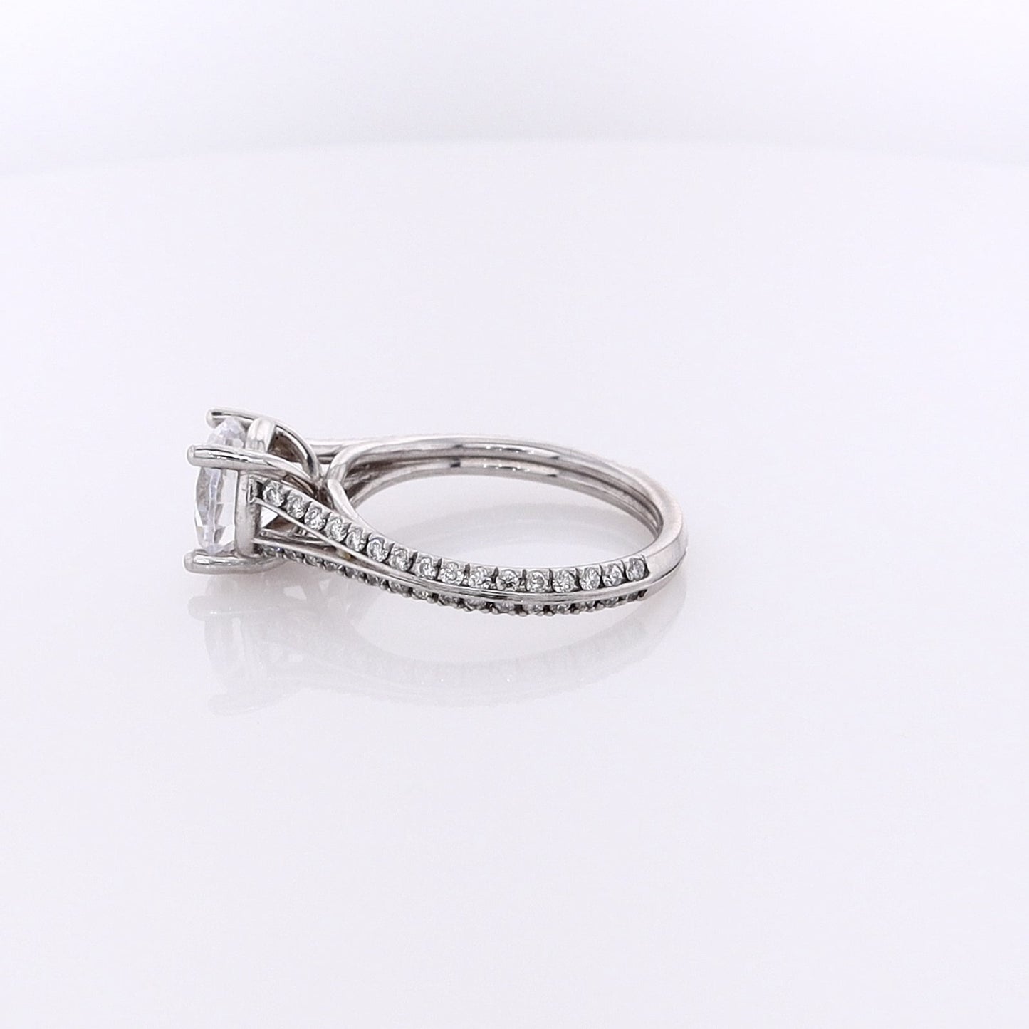 Estate 18 Karat White Gold Cubic Zirconium and Diamond Engagement Ring