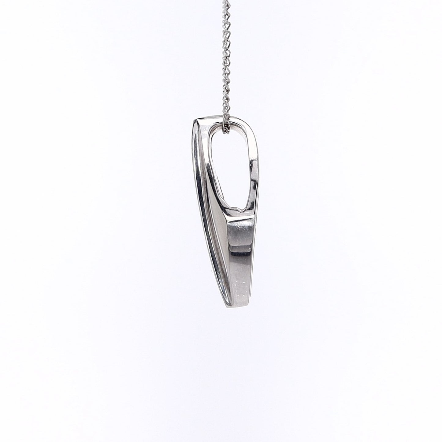 Estate 14 Karat White Gold Fan Sided Diamond Slide Pendant