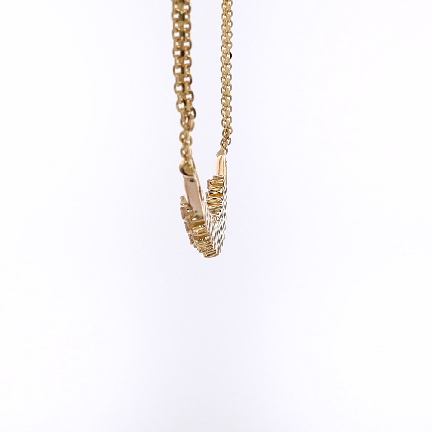 Estate 21 Karat Yellow Gold Double Row Smile Design Diamond Pendant Necklace