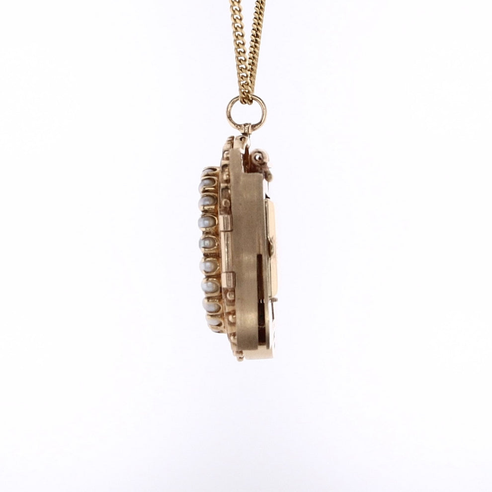 Estate Ruby King 14 and 18 Karat Yellow Gold Portrait Lady Diamond and