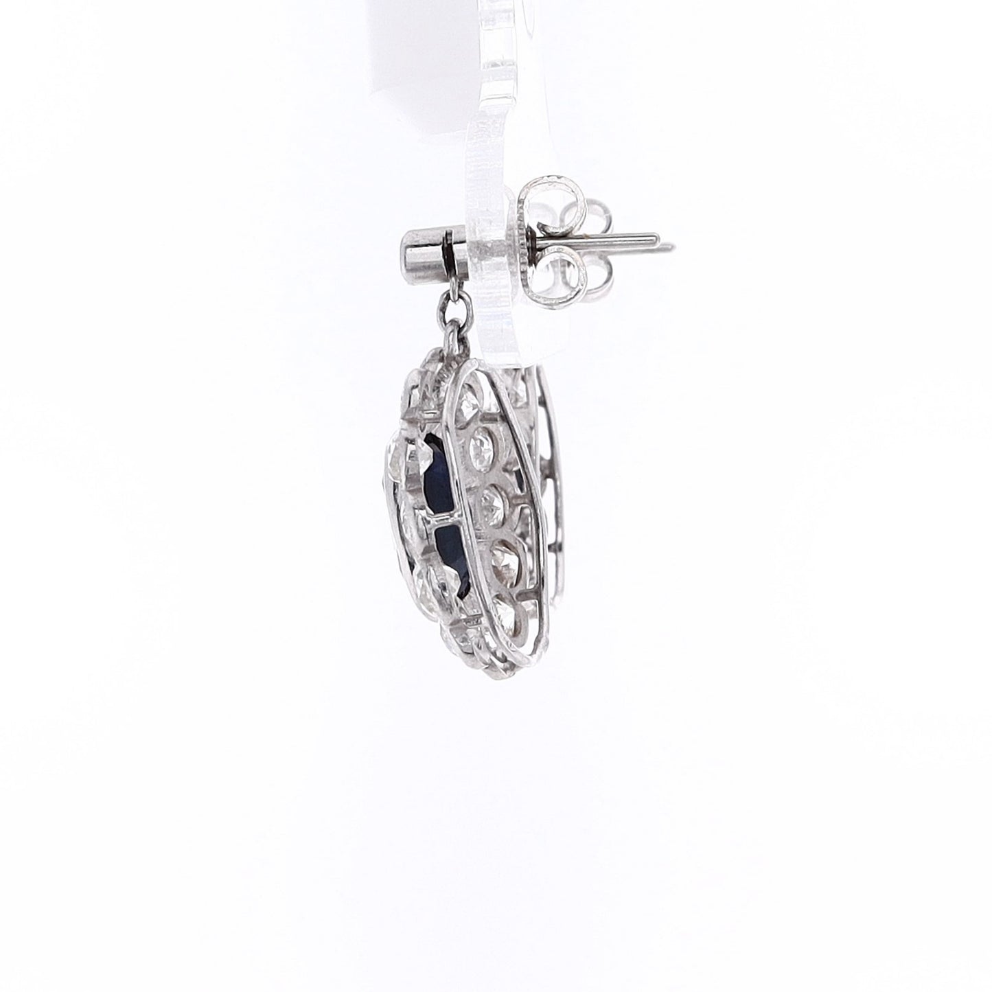 Estate Platinum Sapphire and Diamond Dangle Earrings