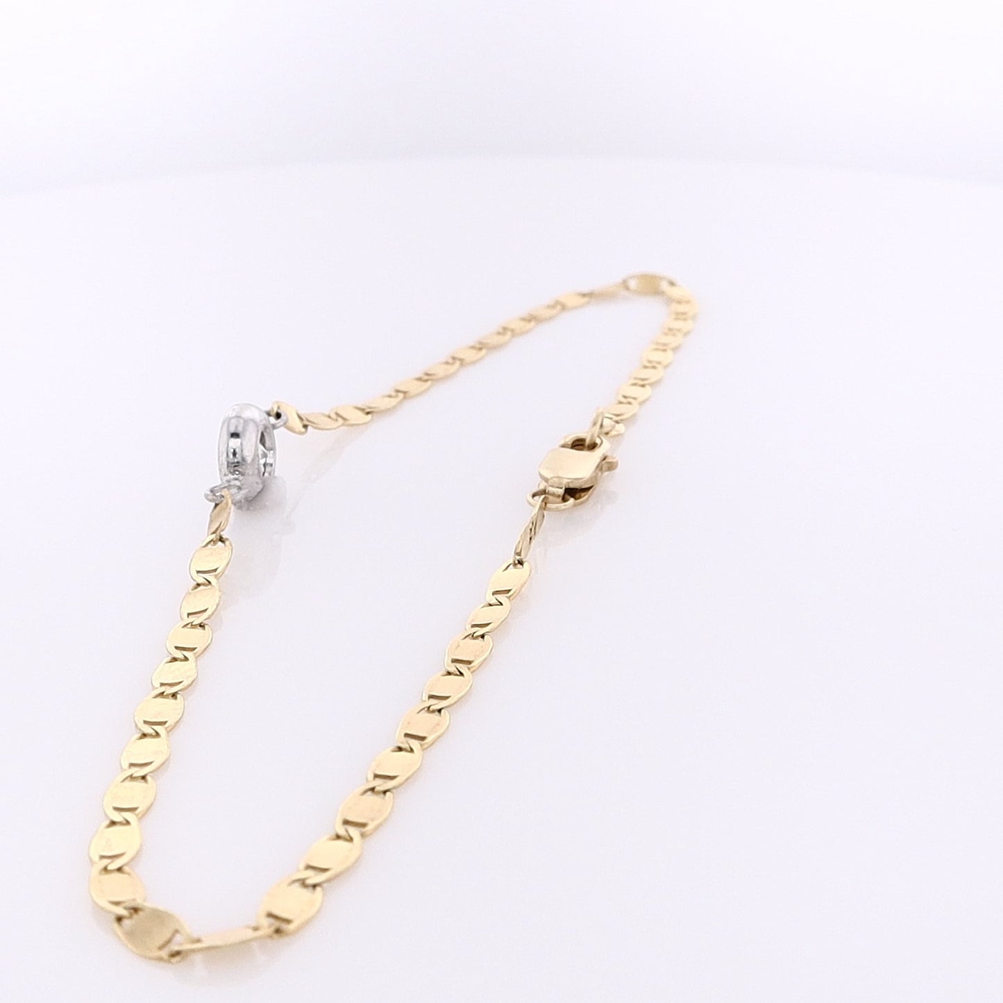 Estate 14 Karat Two-Tone Diamond Mirror Link Bracelet