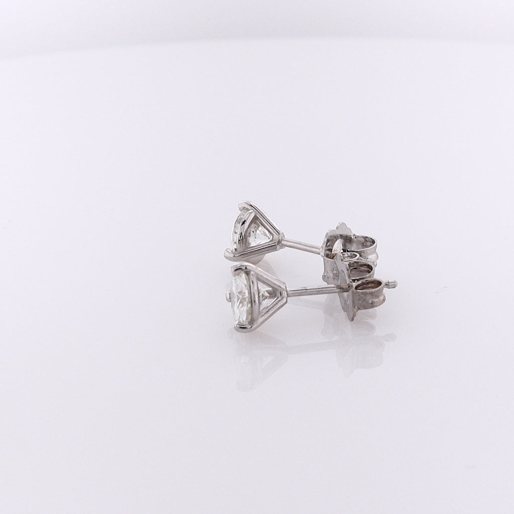 Estate 14 Karat White Gold Diamond Martini Stud Earrings