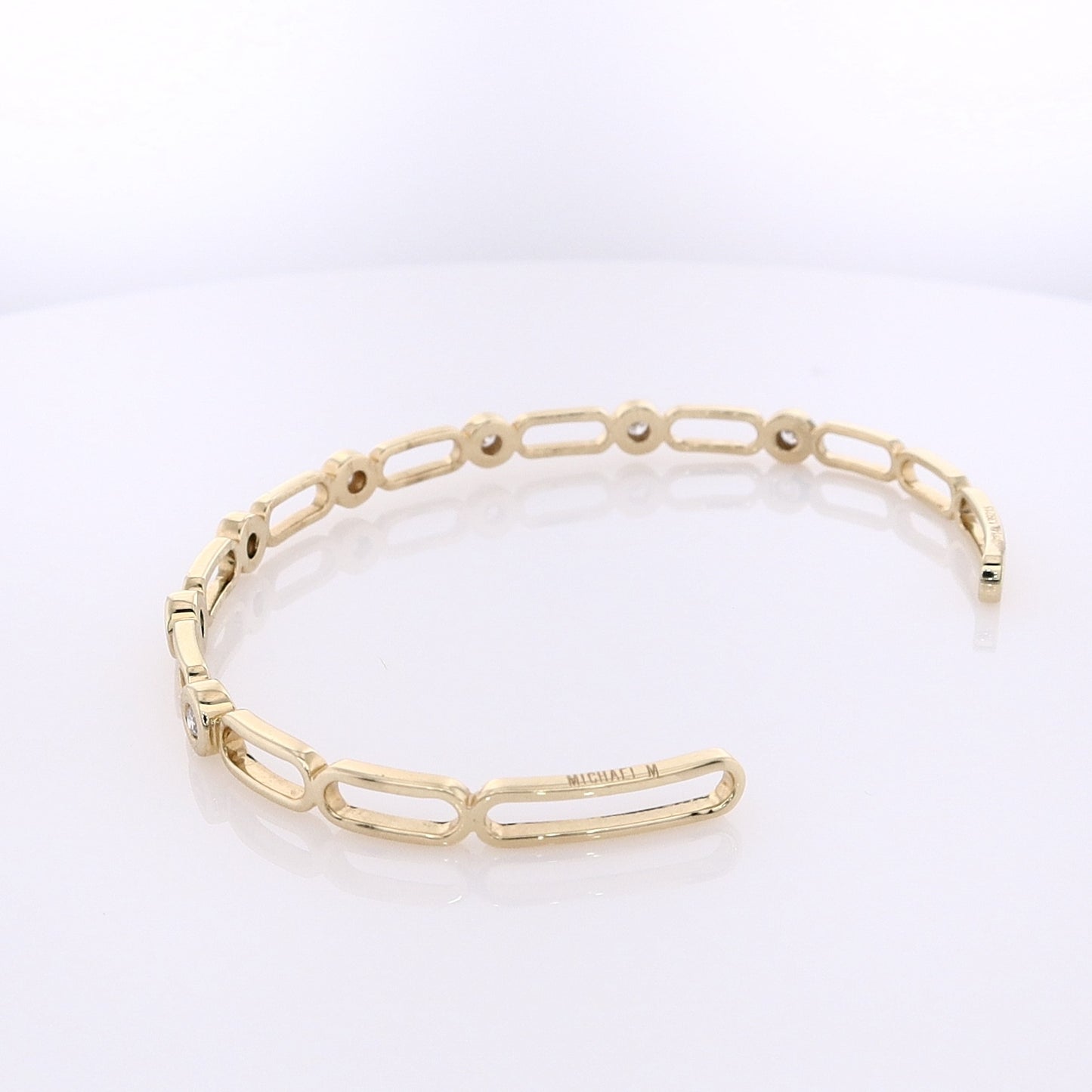 Estate Michael M 14 Karat Yellow Gold Diamond Cuff Bracelet
