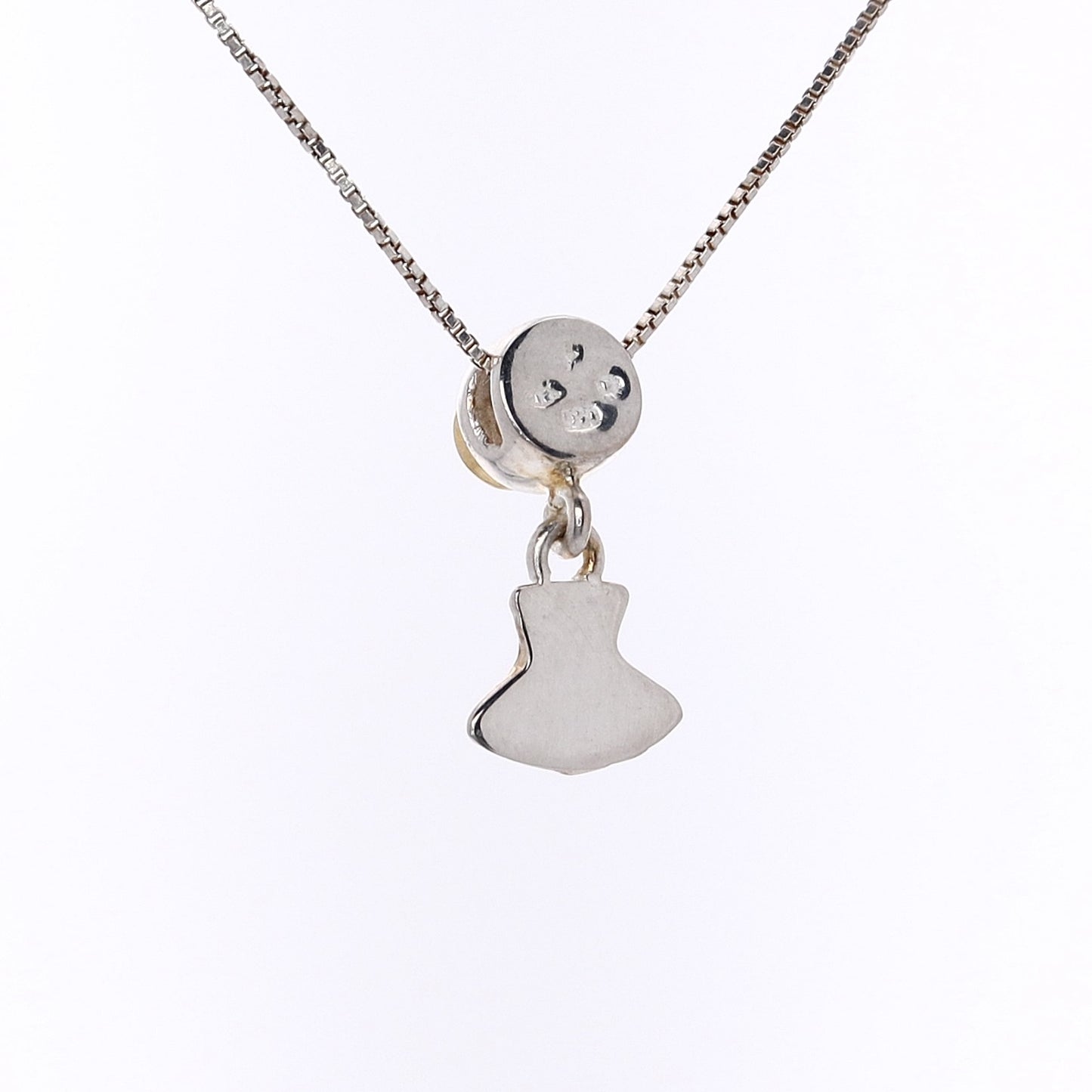 Michou Sterling Silver 22 Karat Yellow Gold Sliding Vermeil Seashell and Pearl Pendant Necklace