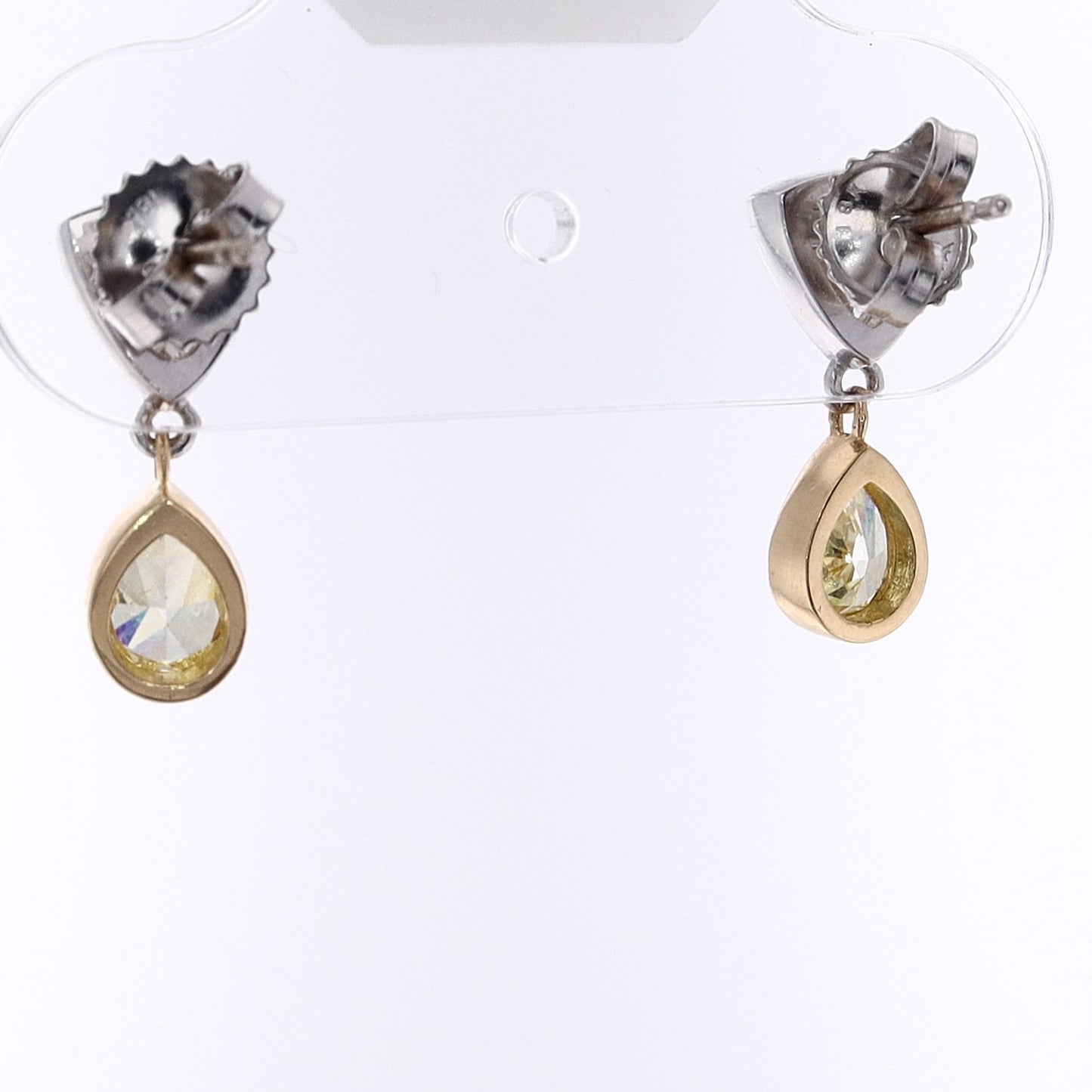 Estate 18 Karat White and Yellow Gold Diamond Earrings