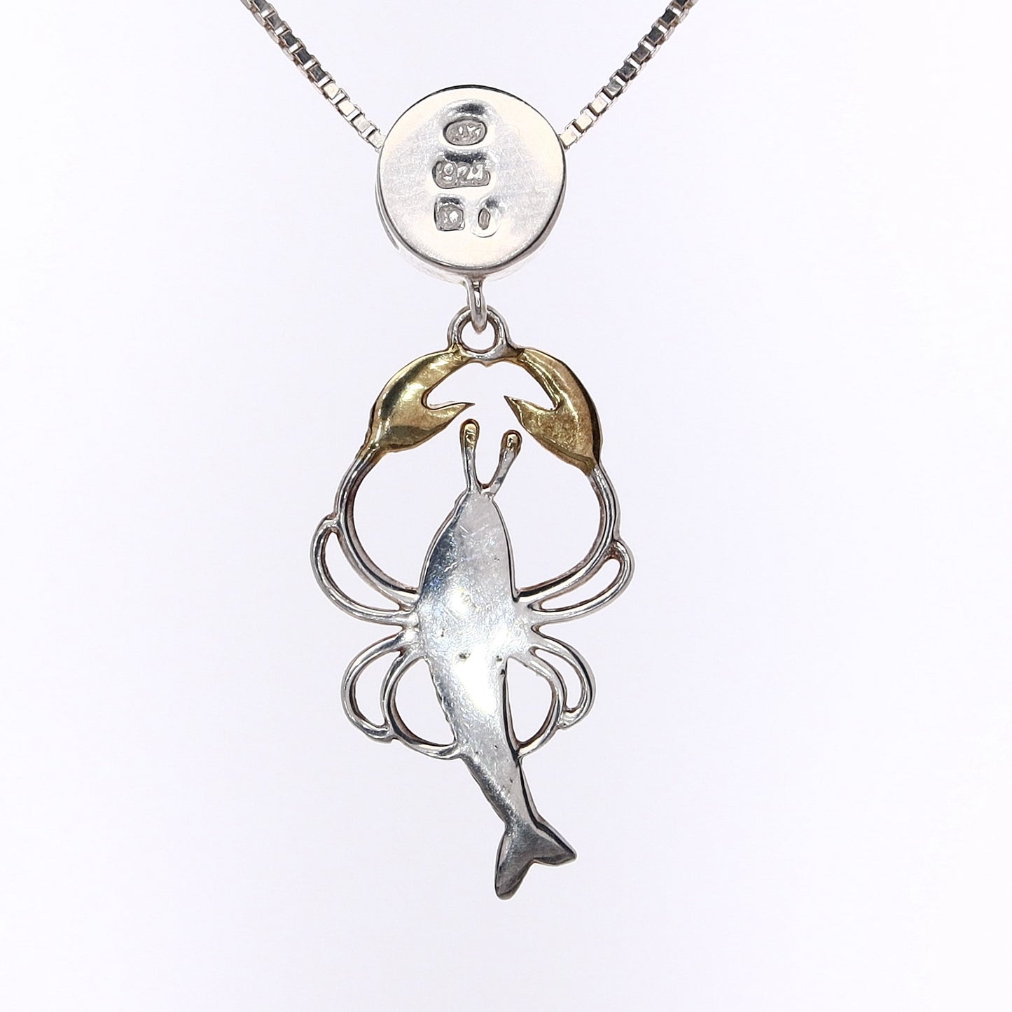Michou Sterling Silver and 22 Karat Yellow Gold  Vermeil Fire Quartz Lobster Pendant Necklace
