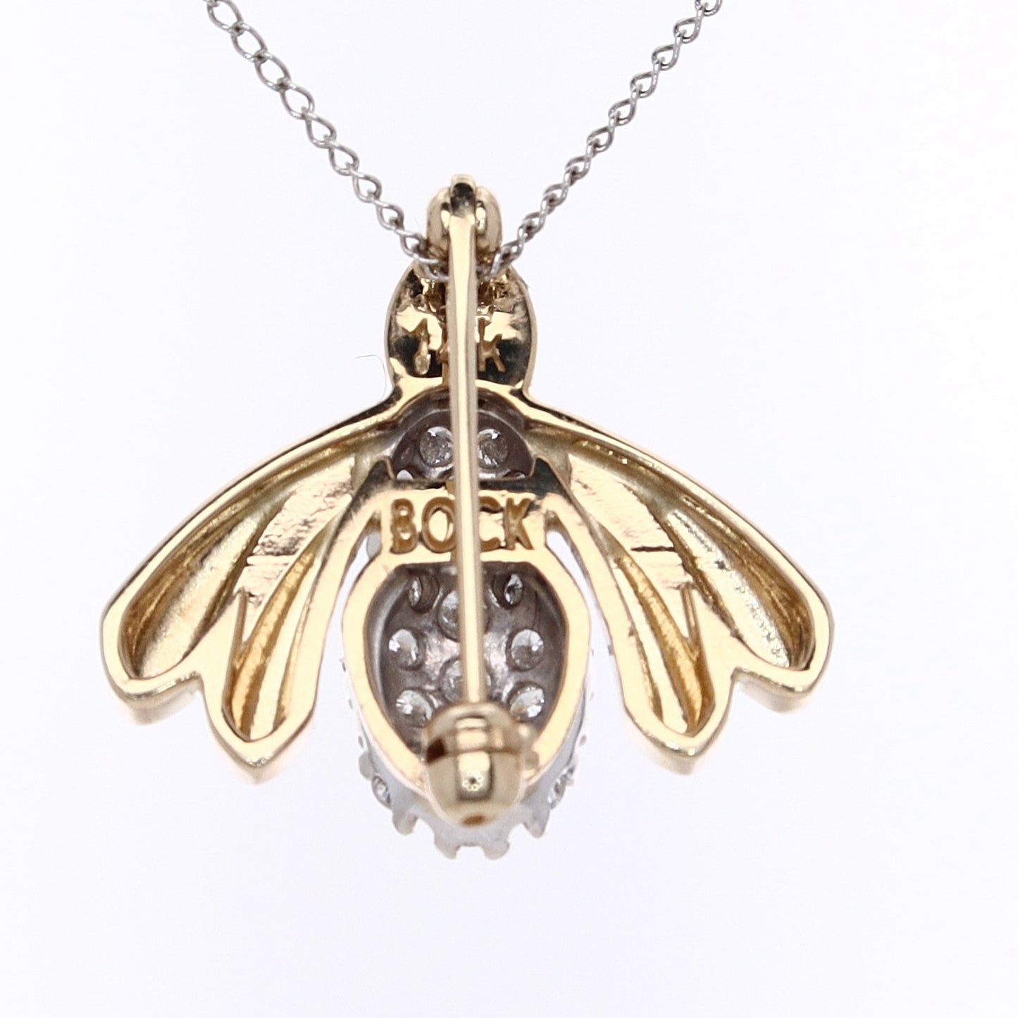 Estate 14 Karat Two-Tone Bee Shaped Diamond Pin