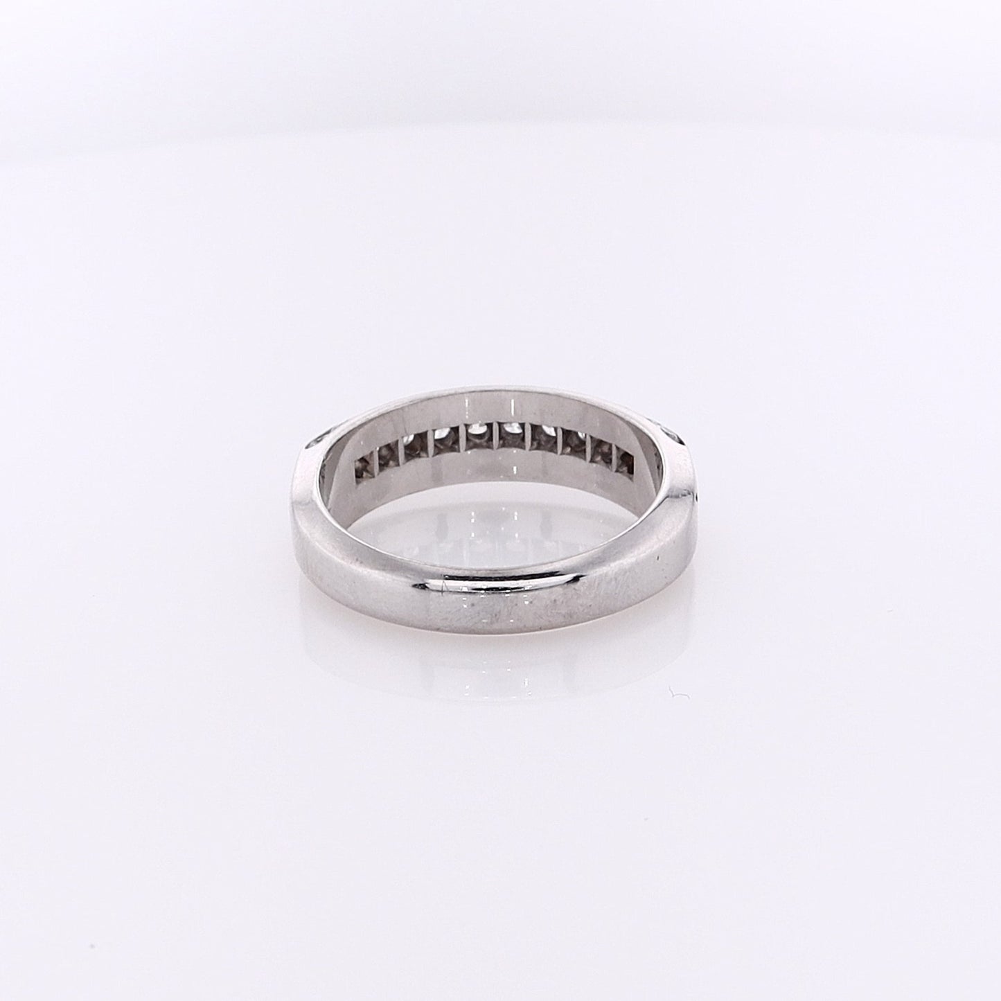 Estate 18 Karat White Gold Channel Set Diamond Wedding Band