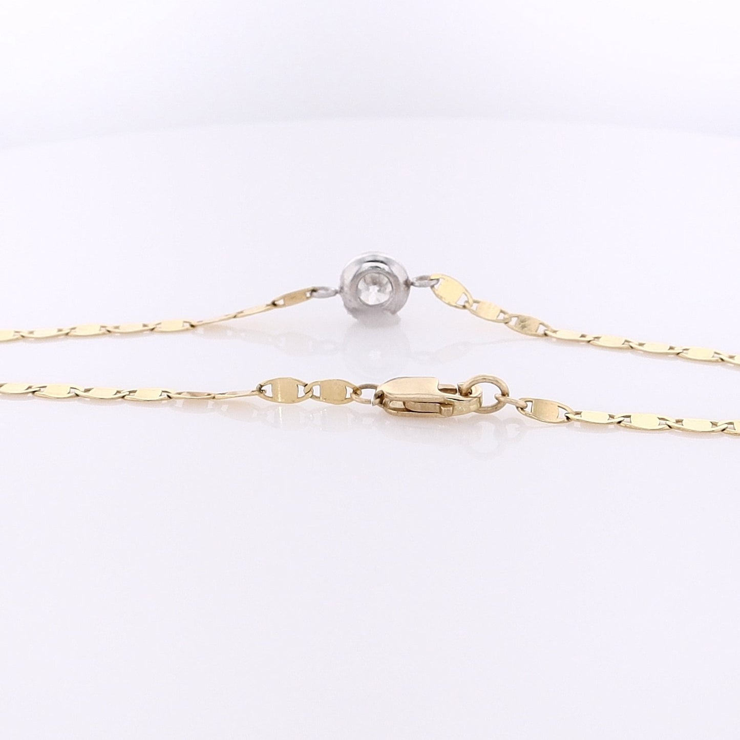 Estate 14 Karat Two-Tone Diamond Mirror Link Bracelet