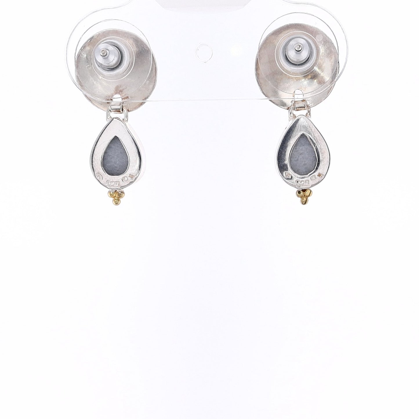 Michou Sterling Silver and 22 Karat Yellow Gold Vermeil Druzy Drop Earrings