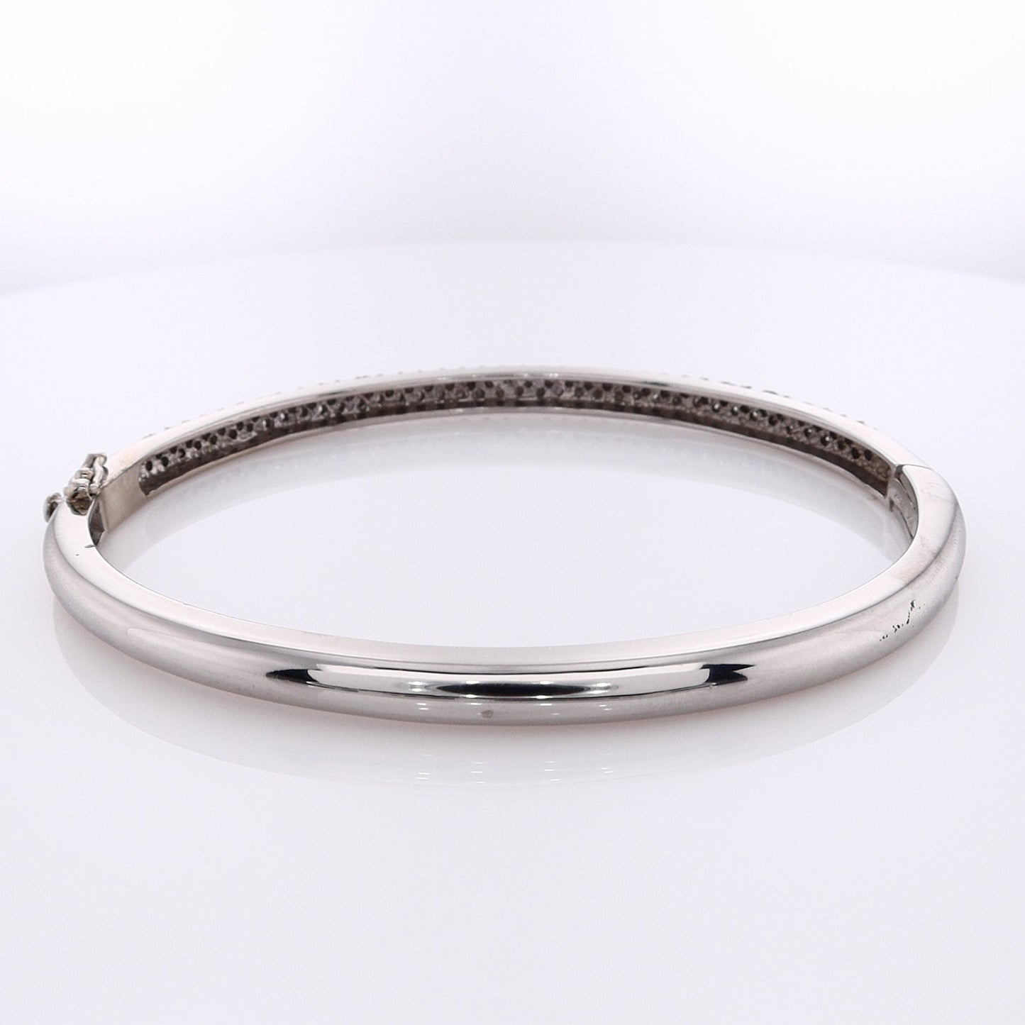 Estate 14 Karat White Gold Hinged Diamond Bangle Bracelet