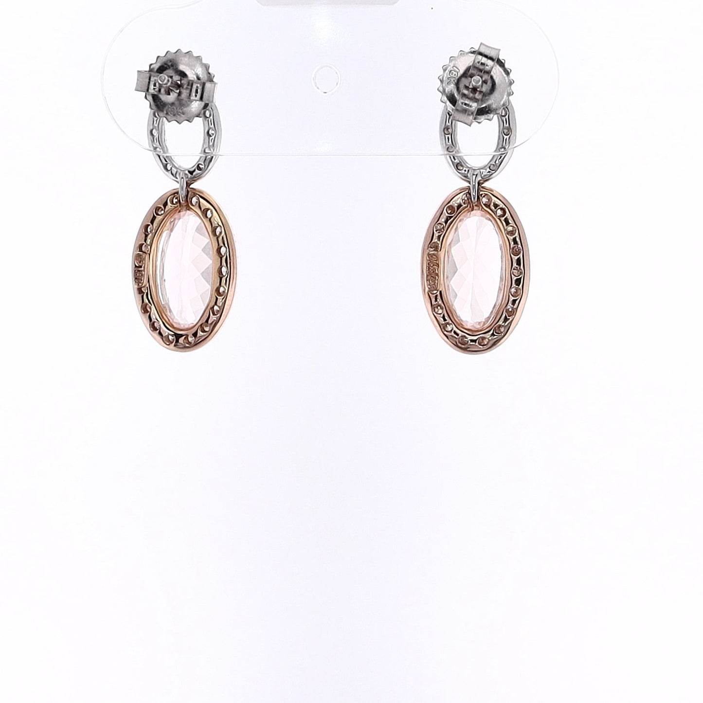 Estate 18 Karat Rose and White Gold Diamond and Morganite Earrings