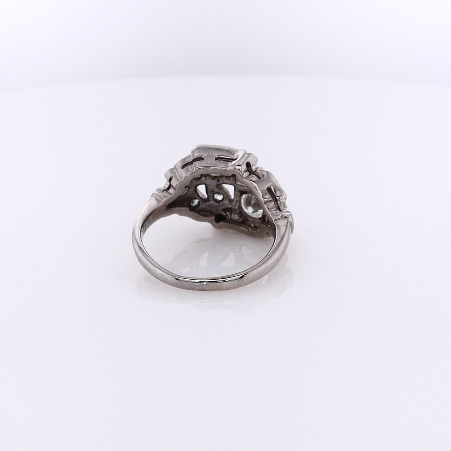 Estate 14 Karat White Gold Floral Design Diamond Ring