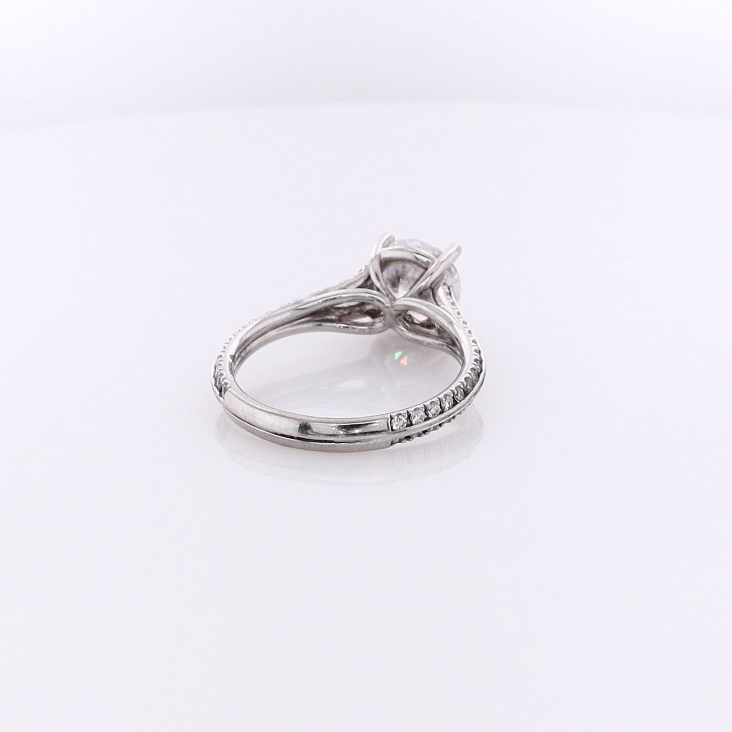 Estate 18 Karat White Gold Cubic Zirconium and Diamond Engagement Ring