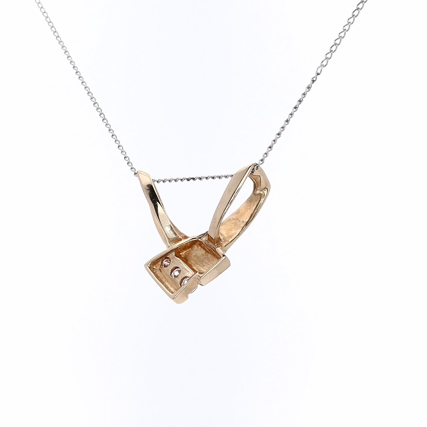 Estate 14 Karat Yellow Gold "V" Design Diamond Slide Through Pendant