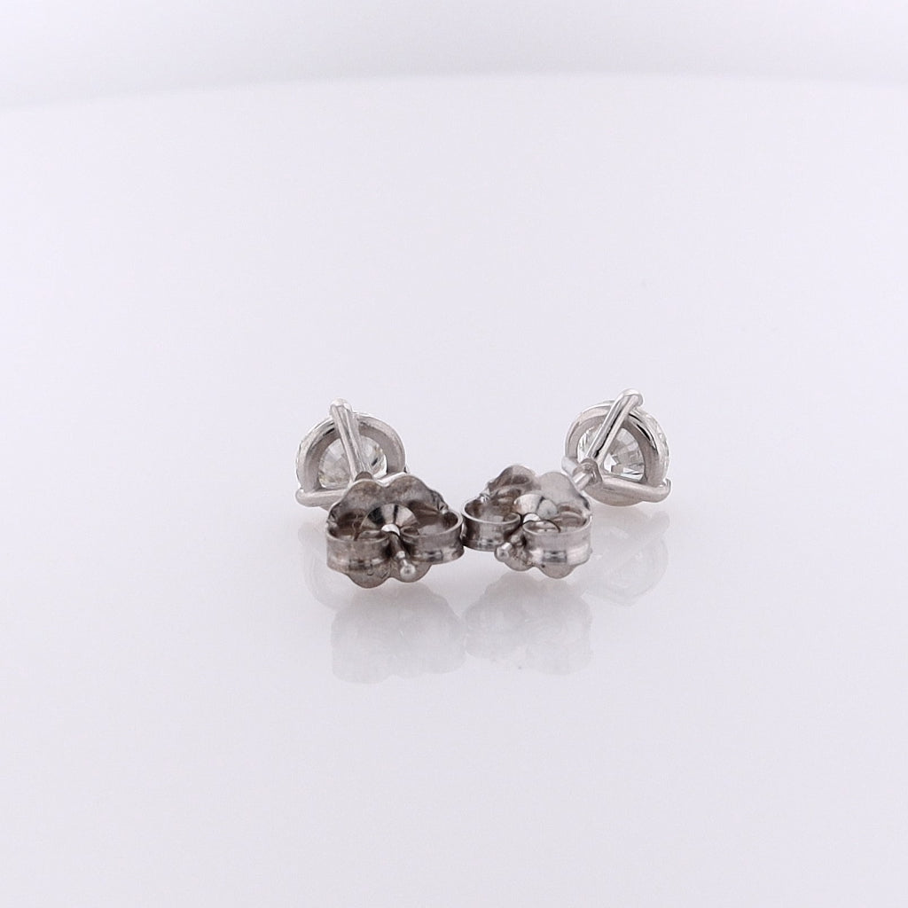 Estate 14 Karat White Gold Diamond Martini Stud Earrings