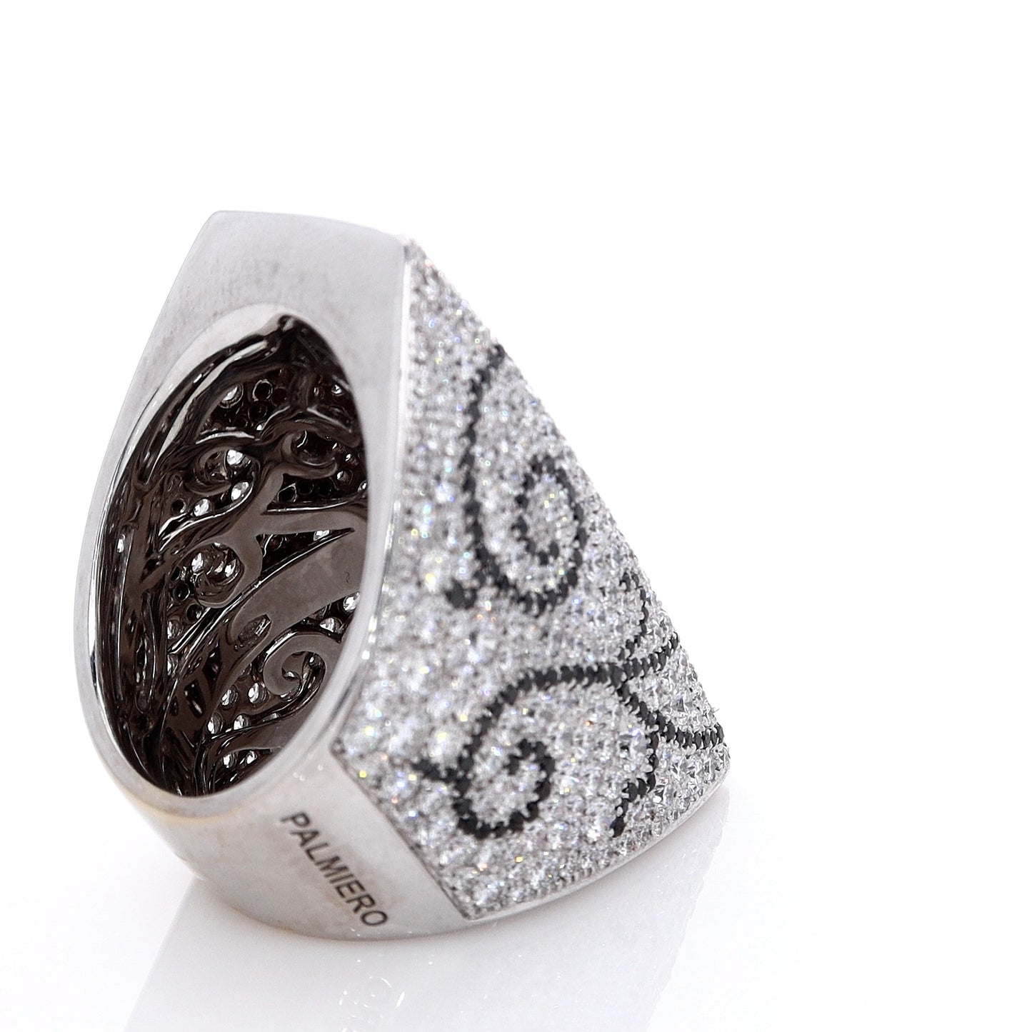 Estate Palmiero 18k White Gold Swirl Design Diamond Glove Ring