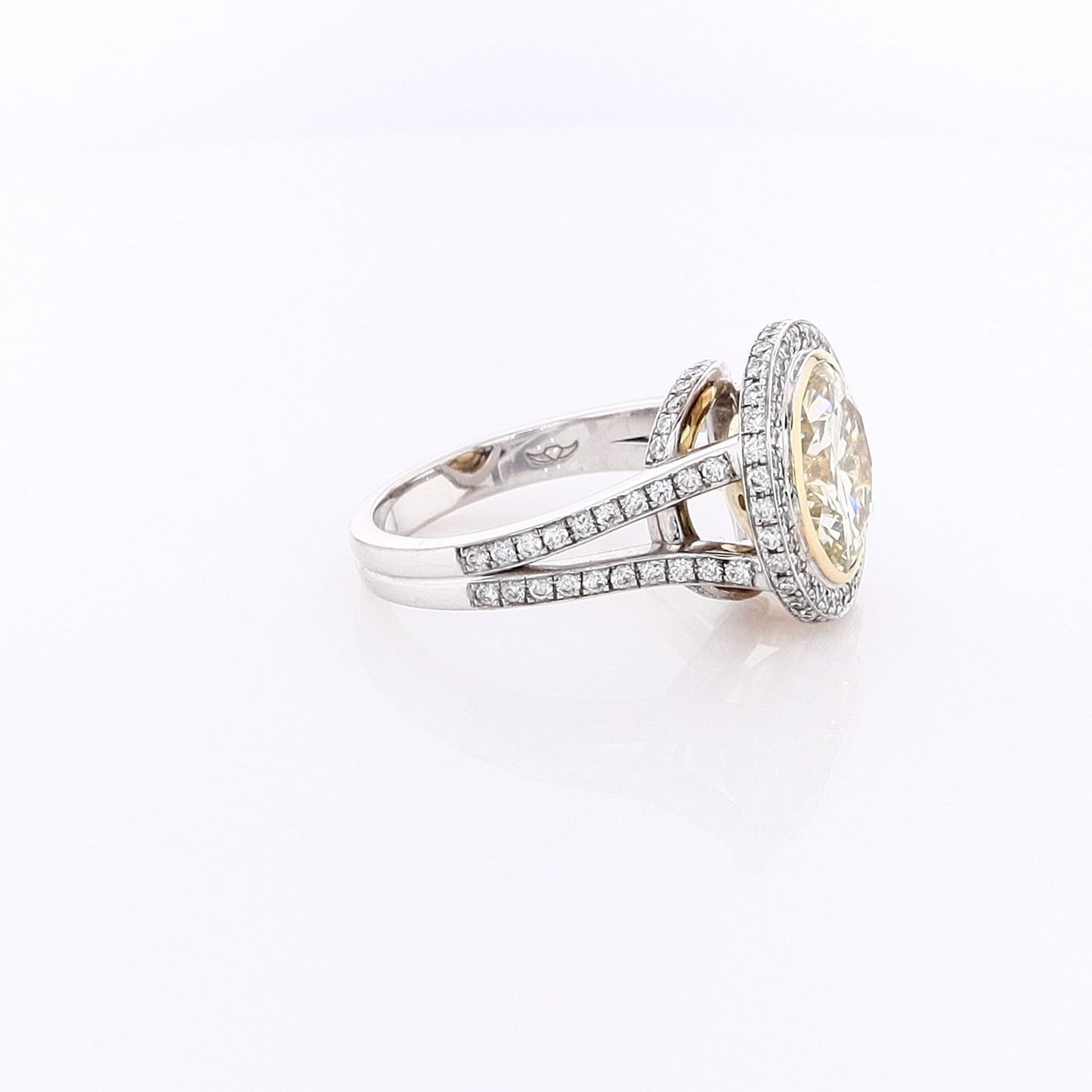 Estate Martin Flyer 18 Karat Two Tone Diamond Engagement Ring