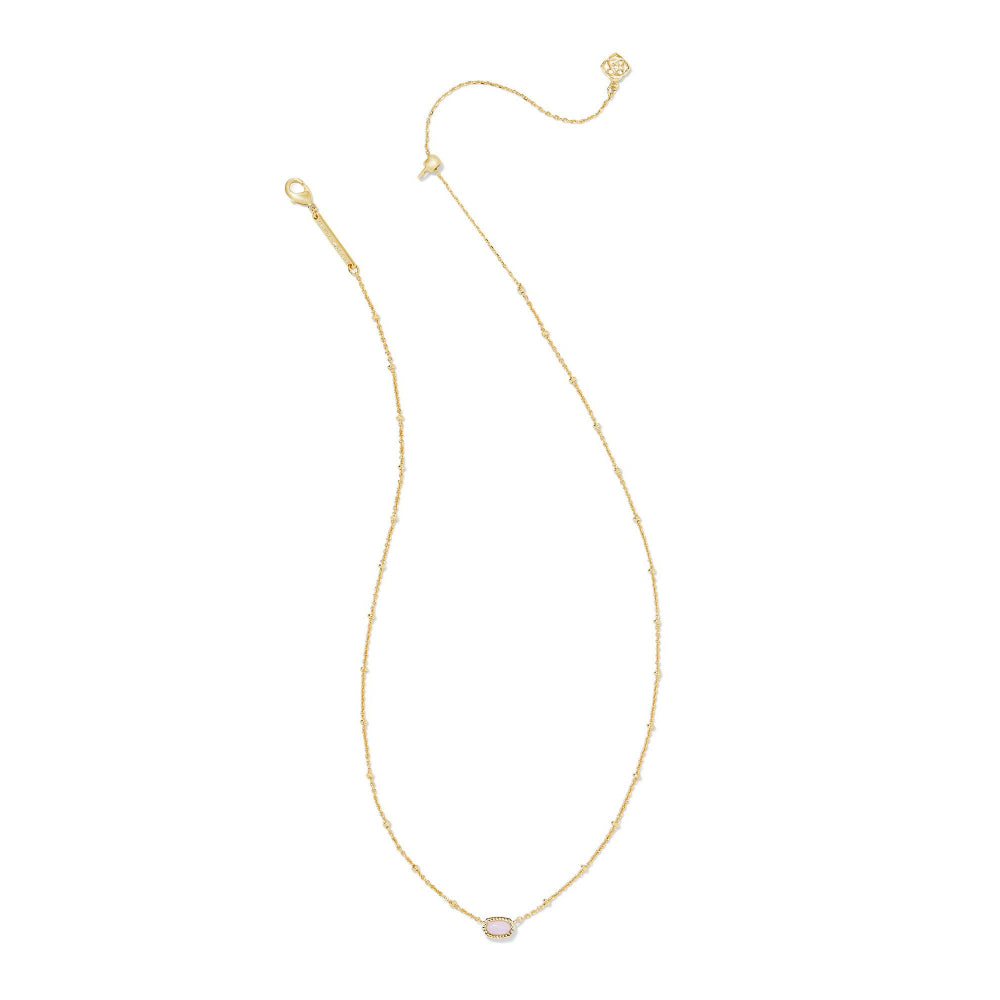 Kendra Scott Mini Elisa Satellite Short Pendant Necklace - Gold Pink Opalite Crystal